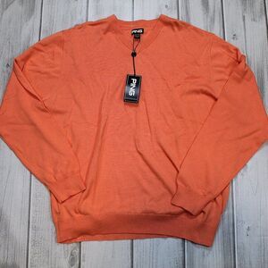 NEW Ping Golf Mens Clubhouse V-neck Sweater - Orange XL